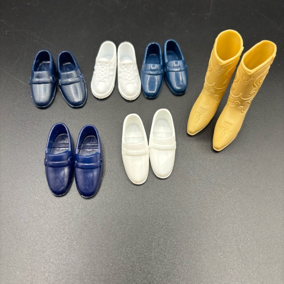 Vintage Ken Doll Barbie Cowboy Boots Shoes Sneakers Tan Blue Black White Six 6 - Picture 2 of 4
